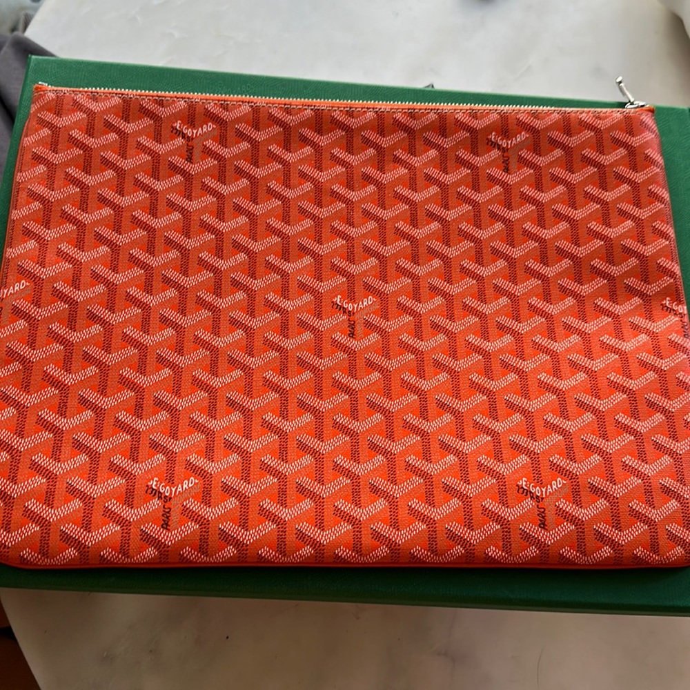 100% authentic Goyard orange clutch laptop case